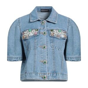 Vanessa Scott Embellished Denim Jacket with Short Sleeves s/m
